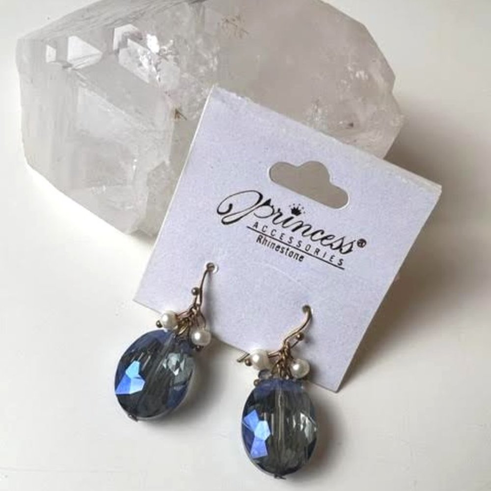 Blue Crystal Dangle Earrings